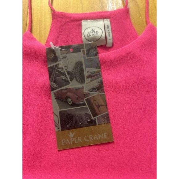 Paper Crane Women’s Tank Top. Large. Hot Pink. Racerback. Spaghetti Straps. NWT - Picture 3 of 11